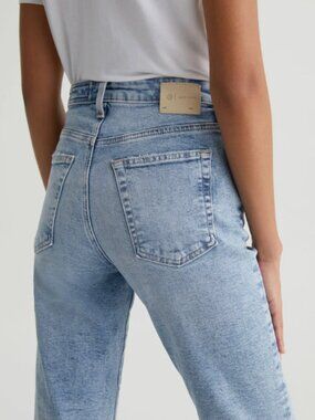 AG Jeans Alexxis Cropped High Rise Vintage Straight Jeans 25 Raw Hem